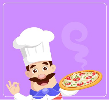 Düz tasarım Pizza Chef vektör çizim