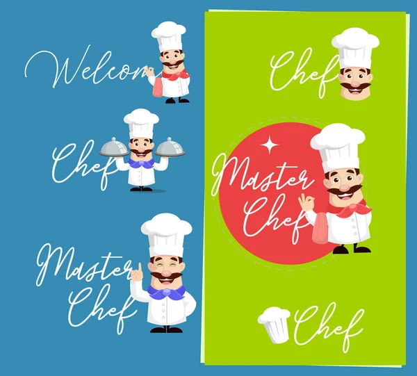 Diseño Plano Chef Texto Banners Vector Ilustración — Archivo Imágenes Vectoriales