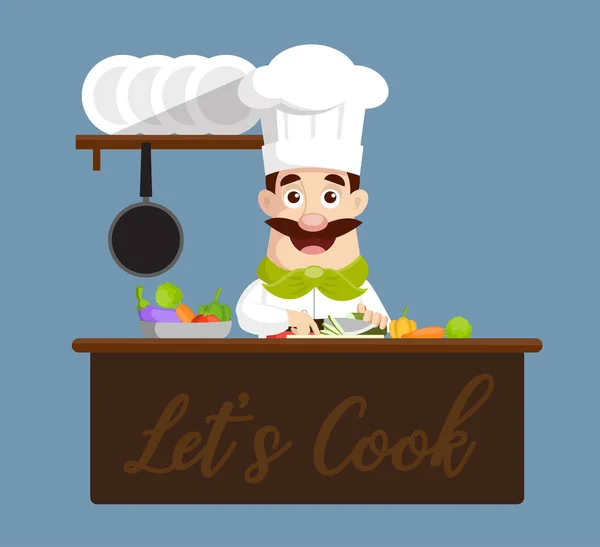 Chef Légumes Illustration Vectorielle — Image vectorielle