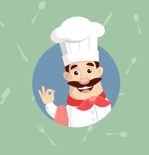 Diseño Plano Maestro Chef Vector Ilustración — Vector de stock