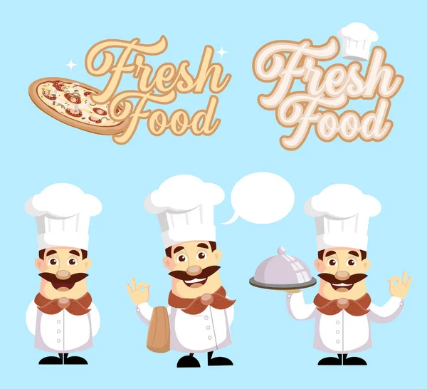 Logo Des Aliments Frais Illustration Vectorielle Chef — Image vectorielle