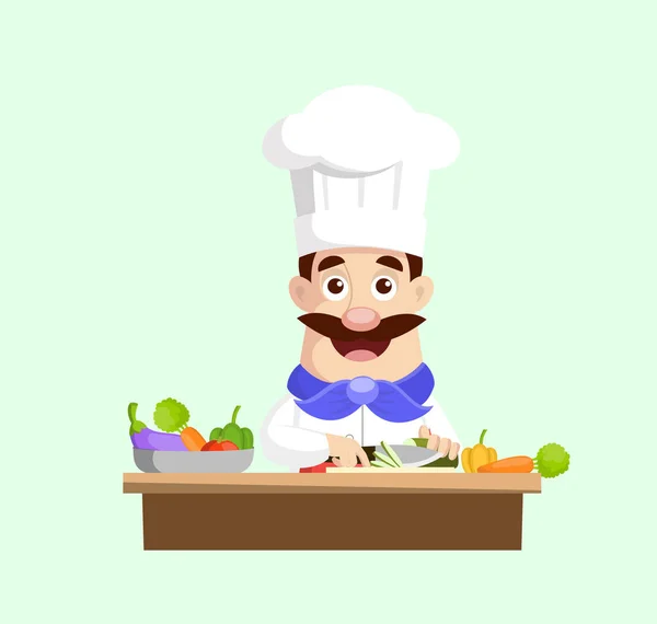 Chef Che Prepara Cucinare Illustrazione Vettoriale — Vettoriale Stock