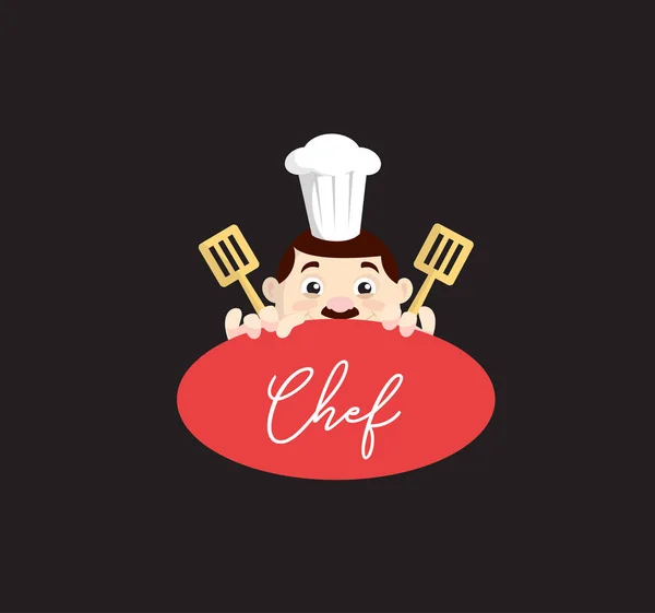 Mascotte Flat Design Chef Peek Boo Logo Illustration Vectorielle — Image vectorielle