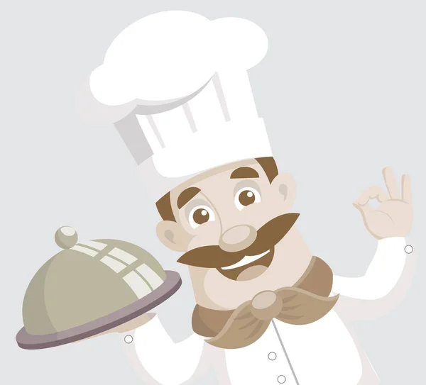 Flat Design Rétro Chef Vectoriel Illustration — Image vectorielle