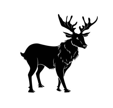 Ren geyiği silueti vektör çizimi
