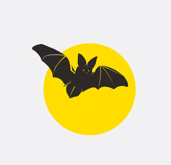 Silhueta de morcego voador em vetor de luar — Vetor de Stock