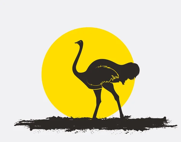 Gigante avestruz pássaro silhueta vetor — Vetor de Stock