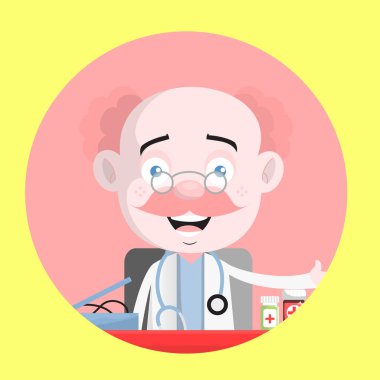 Klinik doktor yüzü vektör çizim gülüyor