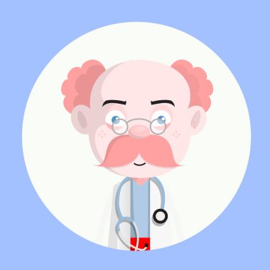 Çizgi film Doktor çatık yüz ifade vektör