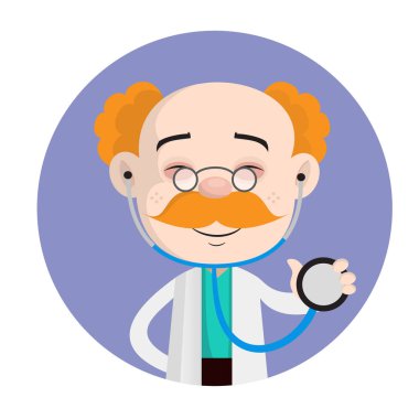 Stethosope vektör tutan doktor gülümseyen