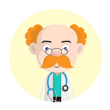 Endişeli Doktor yüz ifade vektör