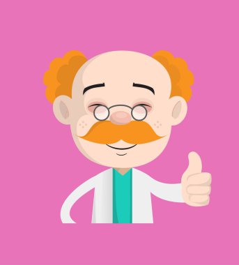 Gülümseyen yetişkin doktor gösteren vektör yaşasın