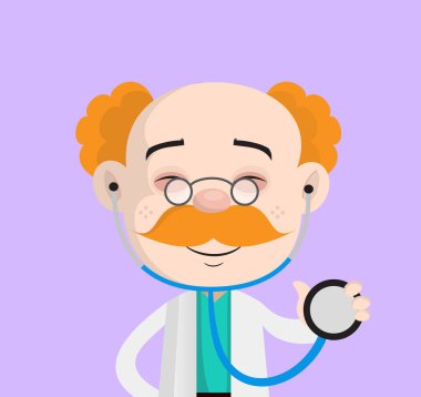 Eski çocuk Doktor stetoskop vektör ile gülümseyen