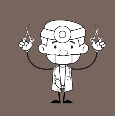 Makas araçları vektör dişçiyle çizgi film