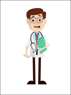 Profesyonel karikatür Doktor karakter vektör