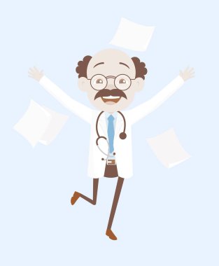 Başarılı doktor heyecan vektör kavramında atlama