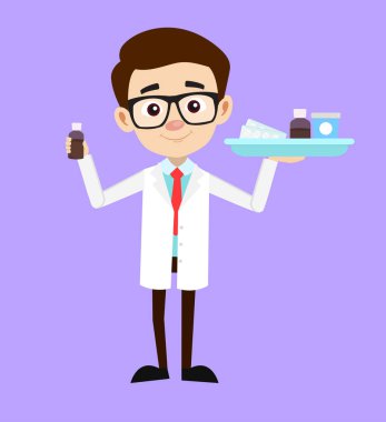 Çizgi film uyku bozuklukları uzmanı sunulması ilaç vektör