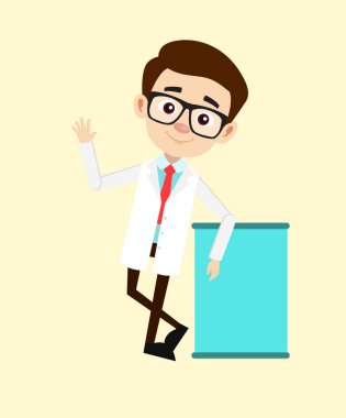 Genç gastroenterolog Doktor Merhaba jest boş afiş vektör ile
