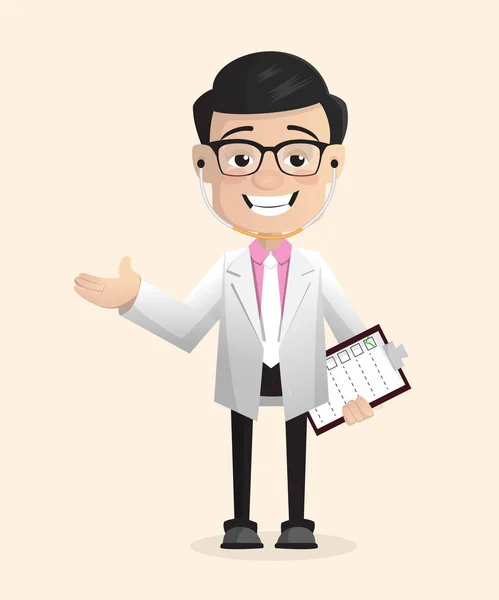 Happy Neurologist Doctor Presenting Meeting Vector — Stock Vector