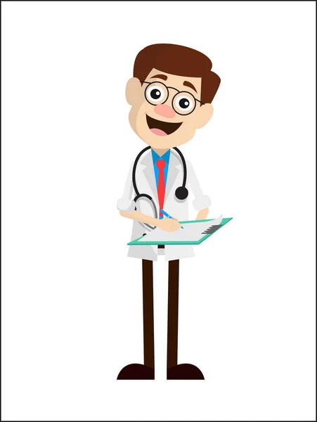 Laughing Doctor Notas Escritura Vector Ilustración — Vector de stock