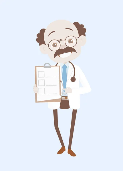 Cheerful Doctor Showing Medical Report Checklist Vector — Stock Vector