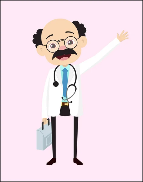 Riendo doctor diciendo hola mano gesto vector — Vector de stock