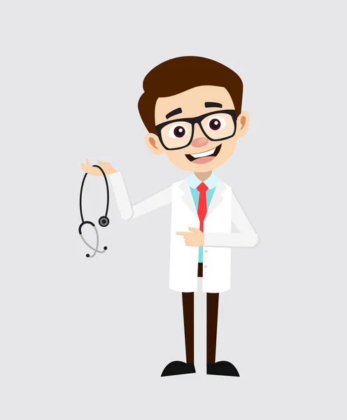 Genç Kardiyoloji doktor gösteren stetoskop vektör