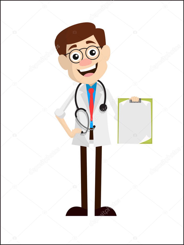 Dermatologist Doctor Showing Cardboard Vector