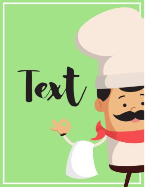 Şef düz vektör çizim tasarım metin için