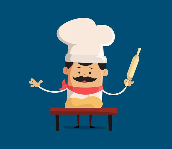 Dessin Animé Chef Prêt Pâte Vector Illustration Design — Image vectorielle