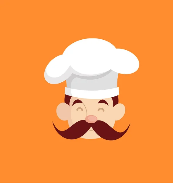 Cara Chef Dibujos Animados Vector Plano Diseño Ilustración — Vector de stock