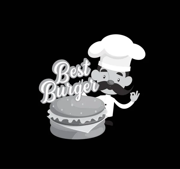 Cartoon Chef Burger Logo Flat Vector Illustration Design — Stock Vector