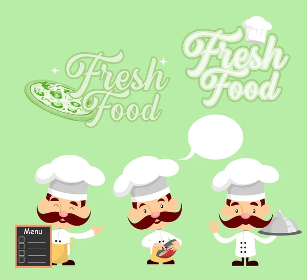 Cartoon Chef - Logo and mascots Flat Vector Illustration Design — Stock Vector