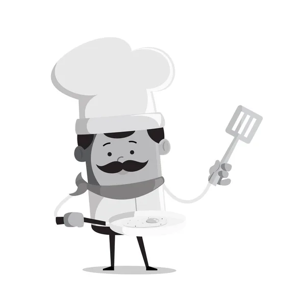 Caricatura Chef cocina vintage pose plana Vector Ilustración Diseño — Vector de stock