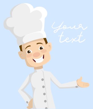 Çizgi film Şef satış düz vektör çizim tasarım tebrik