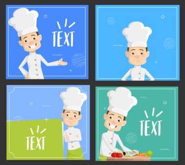 Çizgi film Şef şablonları düz vektör çizim tasarım arka plan