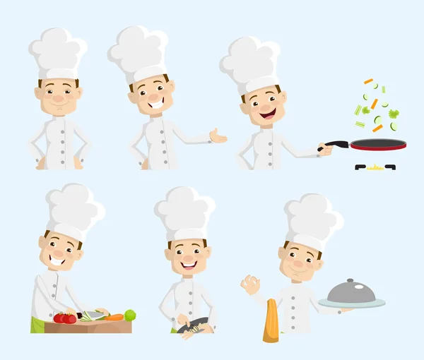 Dessin animé Chef série actions Vecteur plat Illustration Design — Image vectorielle