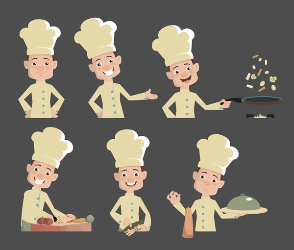 Caricatura Chef serie acciones plana Vector Ilustración Diseño — Archivo Imágenes Vectoriales