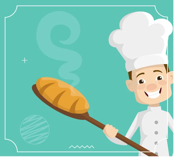 Cartoon Chef pain à pâtisserie Vecteur plat Illustration Design — Image vectorielle