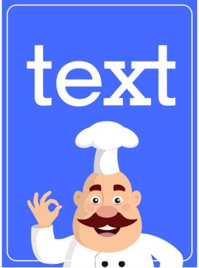 Yağ karikatür şef nefis poz düz vektör çizim tasarım