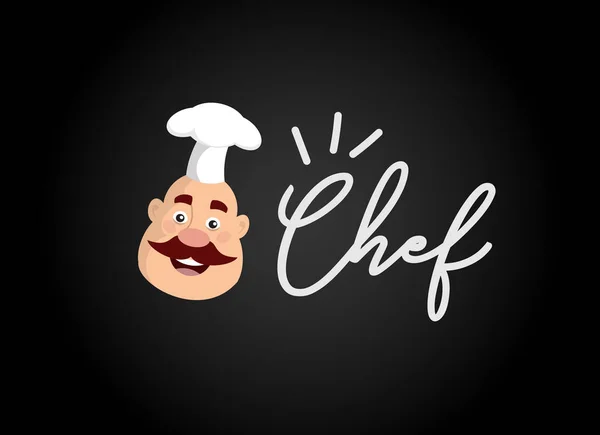 Gordo Cartoon Chef Texto Plano Vector Ilustração Design — Vetor de Stock