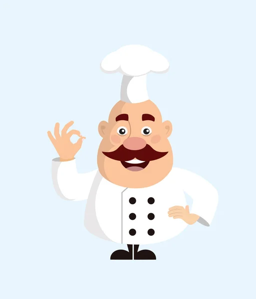 Fat Cartoon Chef Debout Plat Vectoriel Illustration Design — Image vectorielle