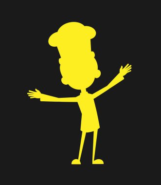 Şef vektör çizim tasarım - taze gıda logosu sarı