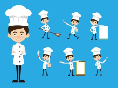 Şef vektör çizim tasarım - farklı eylem kümesi