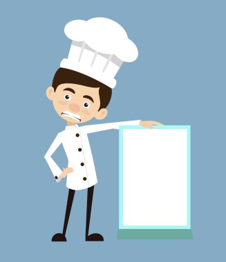 Şef vektör çizim tasarım - Pano ile ayakta