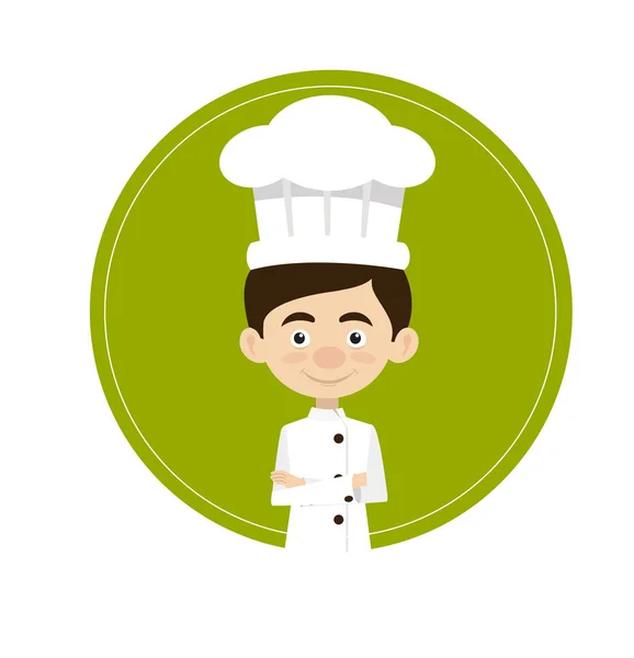 Chef Vector Illustration Design Logotipo Circular — Vector de stock