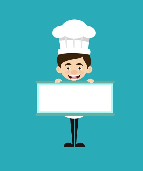 Chef Vector Illustration Design Banner Bianco — Vettoriale Stock