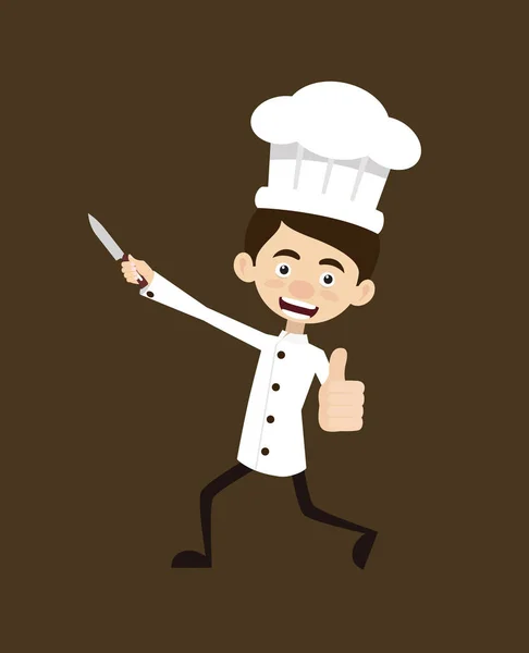 Chef Vector Illustration Design Con Cuchillo — Vector de stock