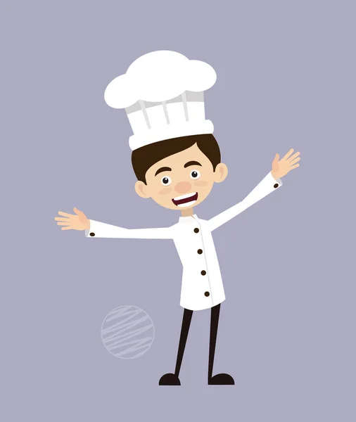 Chef Vector Illustration Design Saludando Mano — Archivo Imágenes Vectoriales