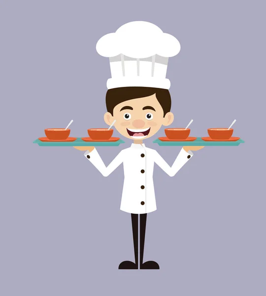 Chef Vector Illustration Design Ready Soup — Stock Vector